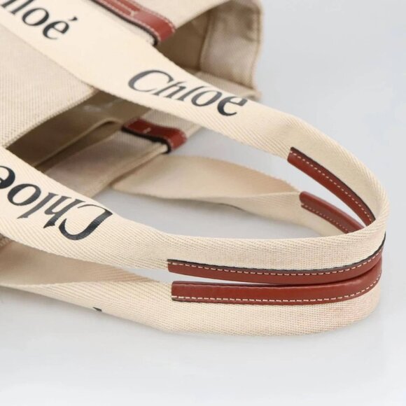 Chloe Tote Bag Canvas Leather Beige Brown Auth ki5211V - Picture 7 of 15